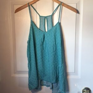 Cute teal flowy tank top